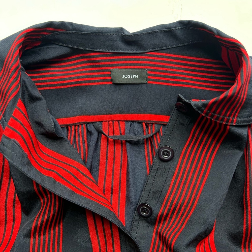 Joseph silk Vertical Striped Shirtdress midi dress red navy royal princess - Picture 11 of 11